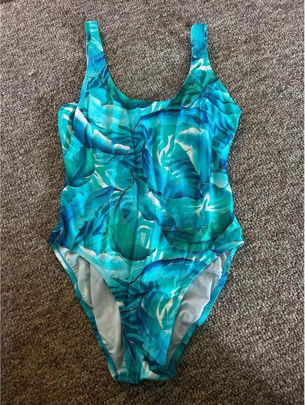 Sun Streak Tropical Print One-Piece Swimsuit - Size 12